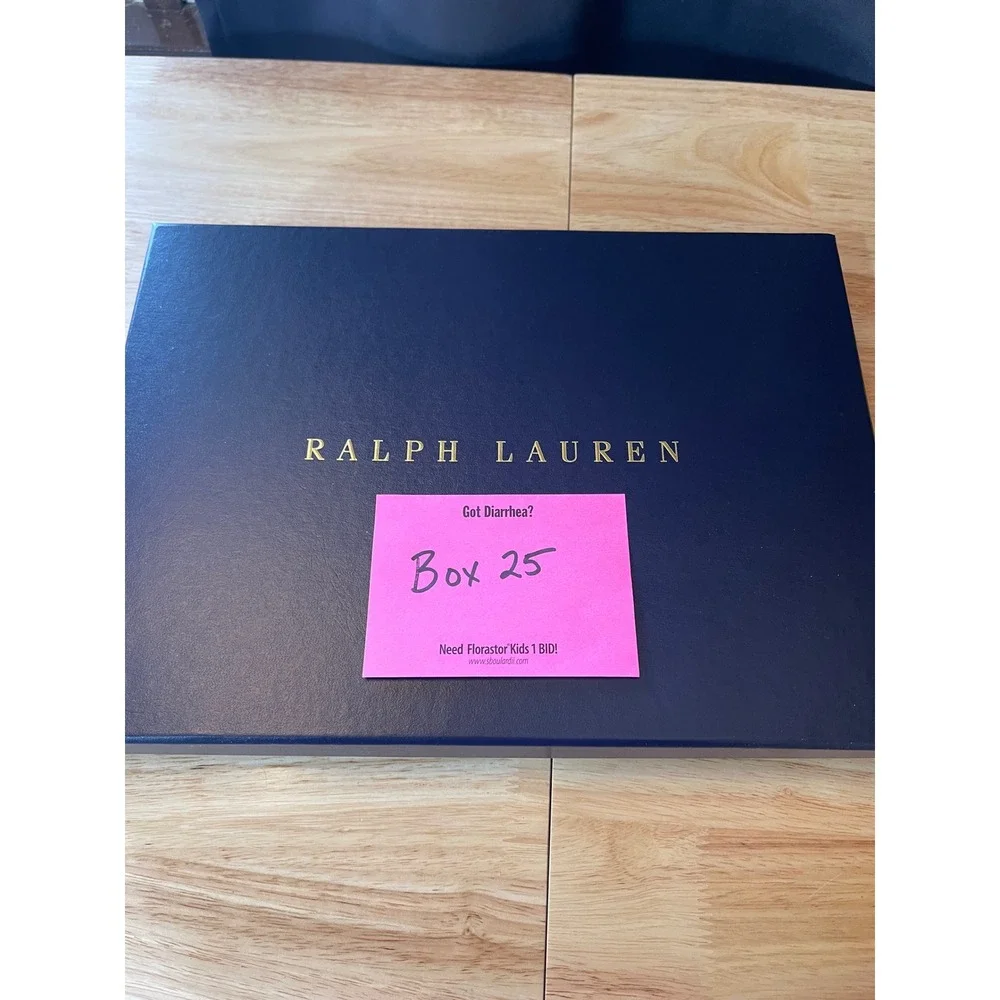 Ralph Lauren Navy Blue Gold Lettering Large‎ Gift Box 12.5x9.5x1.5 Empty Storage